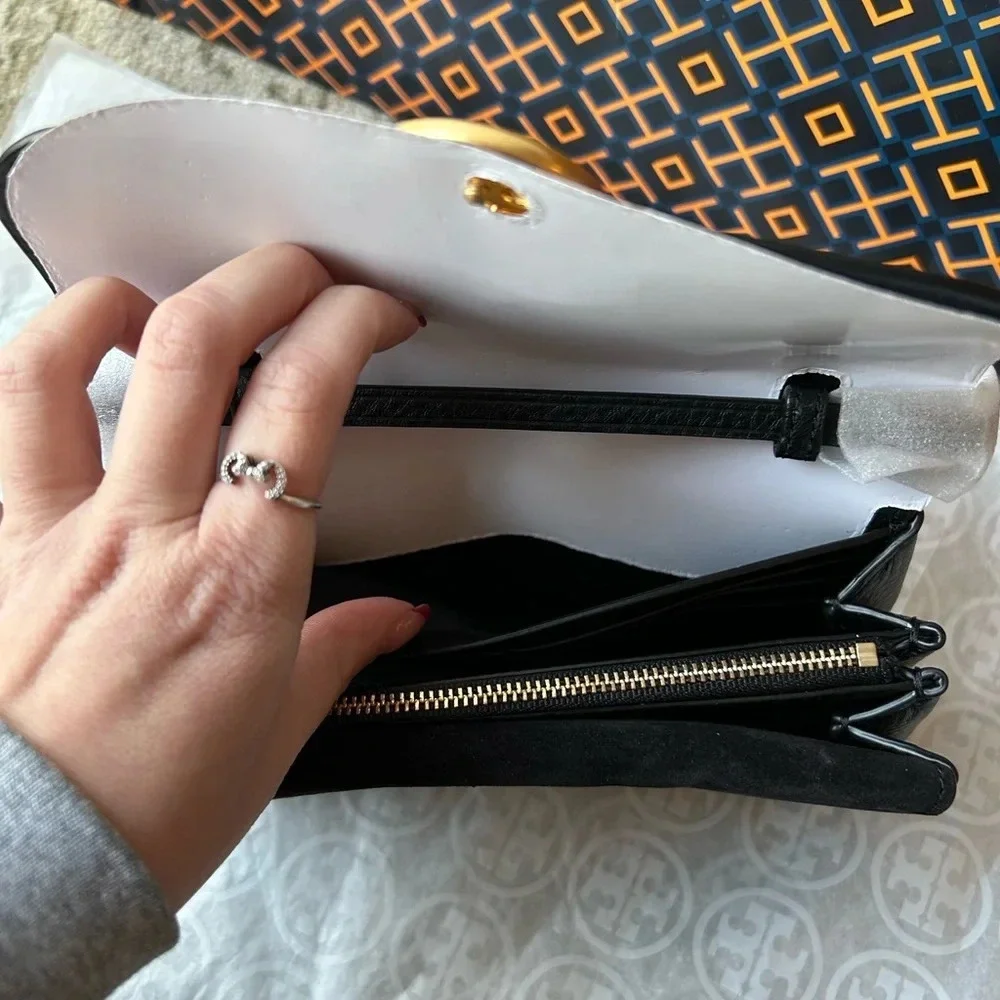 Tory Burch Miller Wallet Crossbody Bag Black Gold
